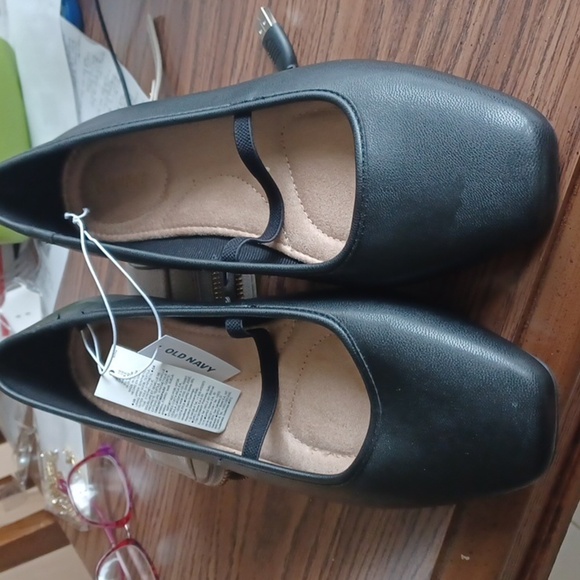 Old Navy Mary Jane Square Toe Black Ballet Flats Size 9.5 NWT - Picture 1 of 3